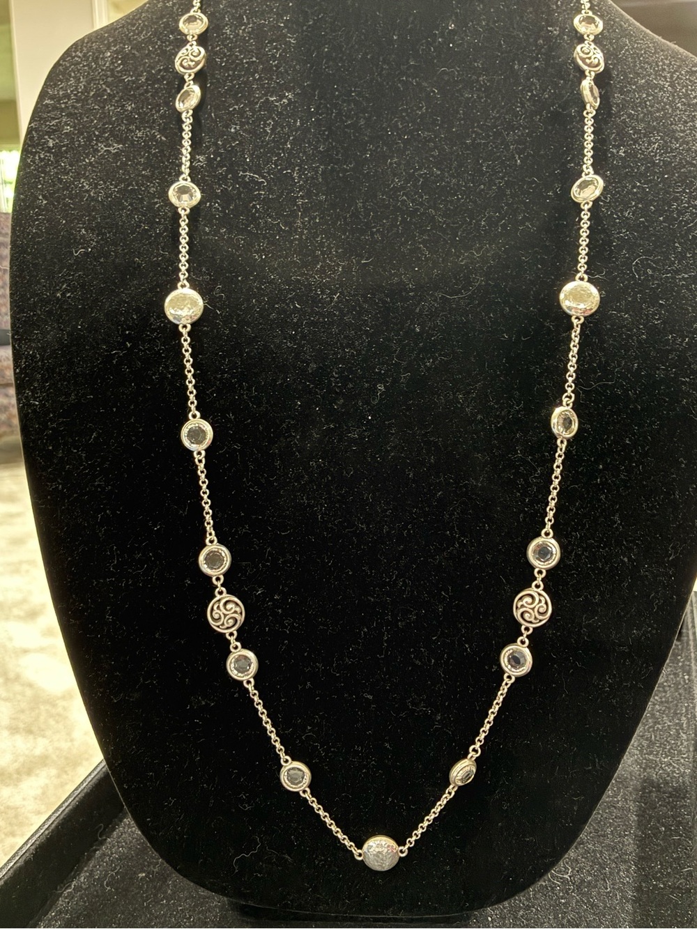 Vintage Brighton Silver Plated Contempo Scroll Necklace